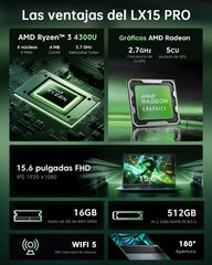 ACEMAGIC ‎LX15 PRO AMD Ryzen™ 3 4300U/AMD Ryzen 7 5700U/7730U 15.6" Portátil